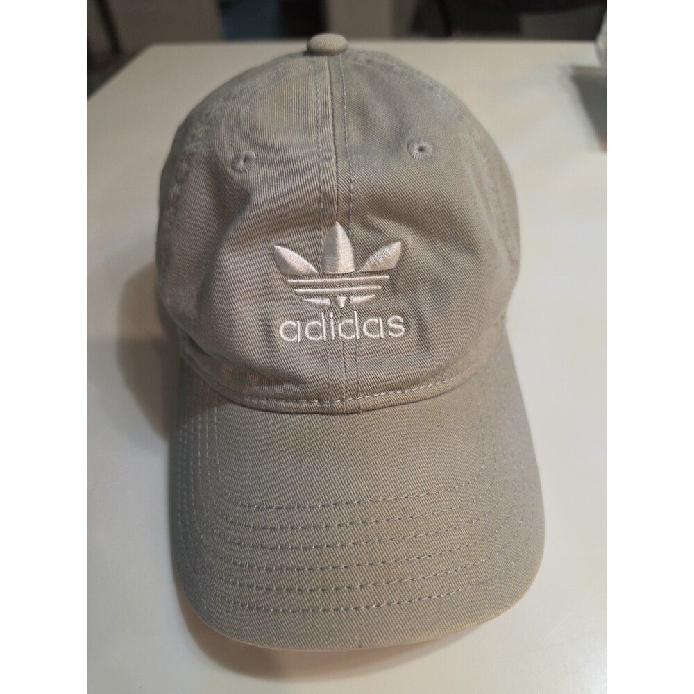 Adidas Gray 100% Cotton Adjustable Hat Cap One Size Embroidered Logo